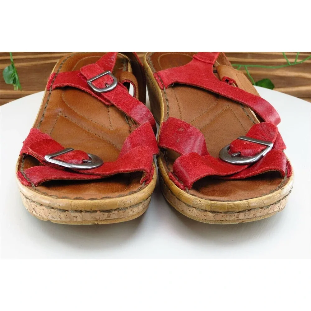 Josef Seibel Sz 40 M Red Ankle Strap Leather Women Sandals_2